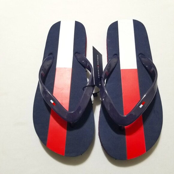 Tommy Hilfiger Flip Flop Kids Sandals Rubber Foam Logo Flag Colorblock NWT - Picture 1 of 5